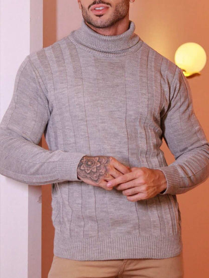 Suéter Masculino Tricô Gola Alta Slim Fit