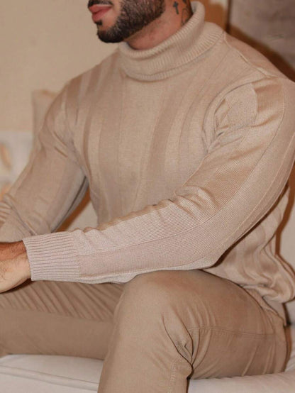 Suéter Masculino Tricô Gola Alta Slim Fit