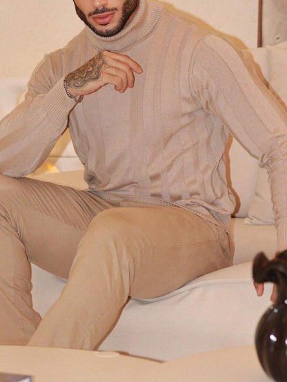 Suéter Masculino Tricô Gola Alta Slim Fit
