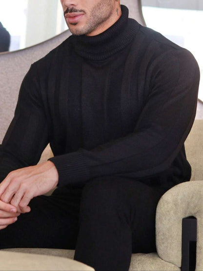 Suéter Masculino Tricô Gola Alta Slim Fit