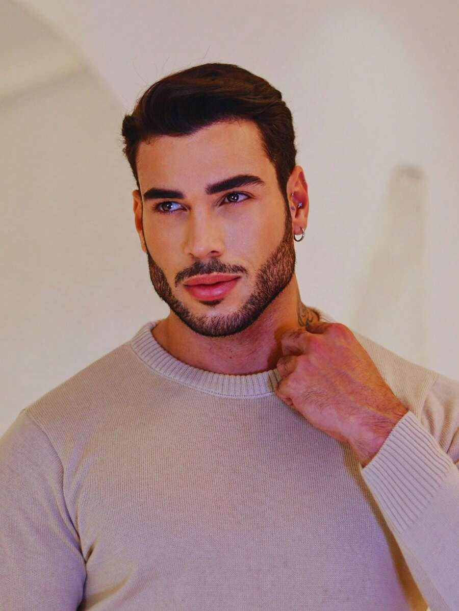 Suéter Masculino Tricô Gola Redonda Slim Fit