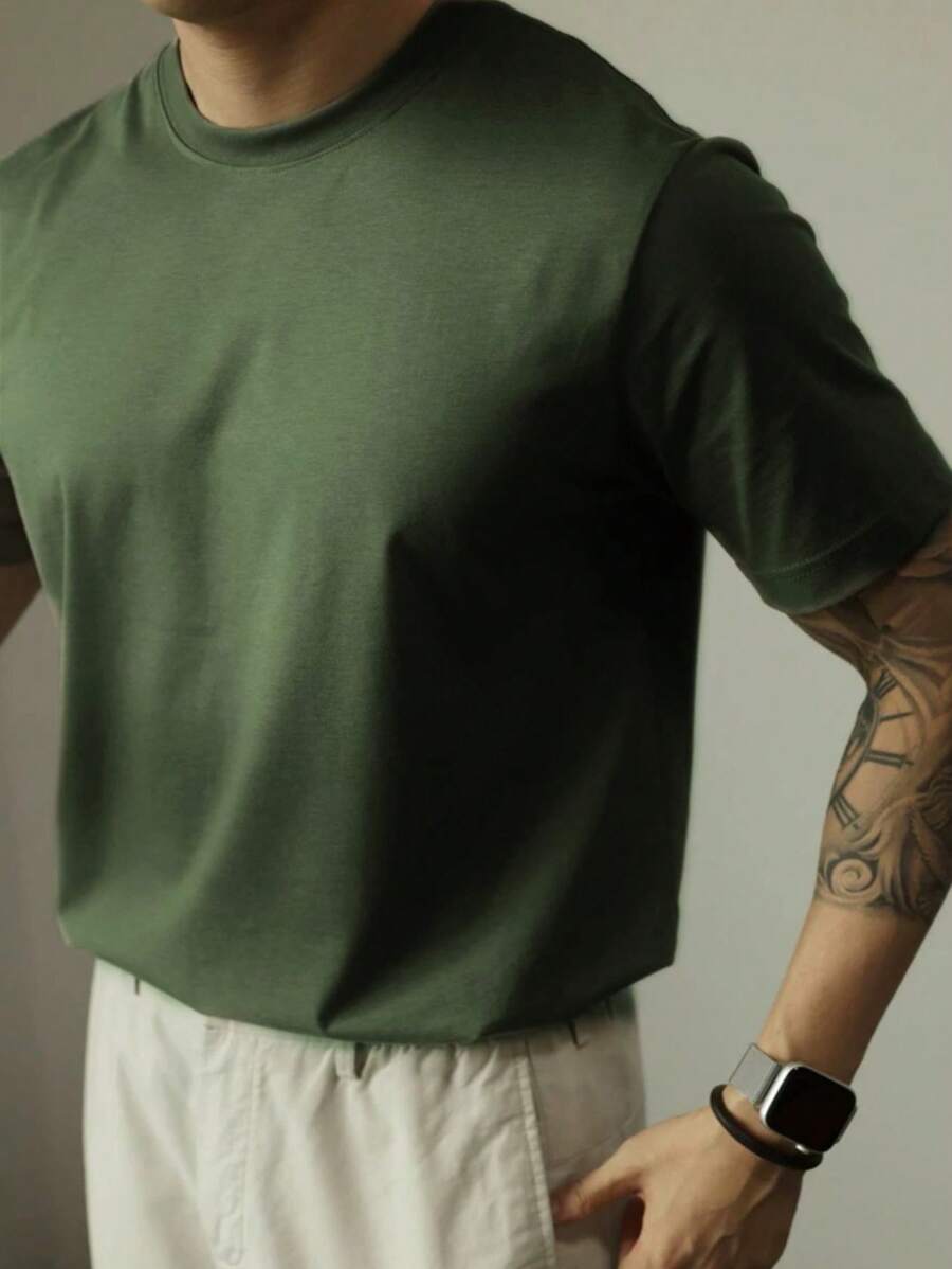 Camiseta Masculina Básica Algodão Gola Redonda