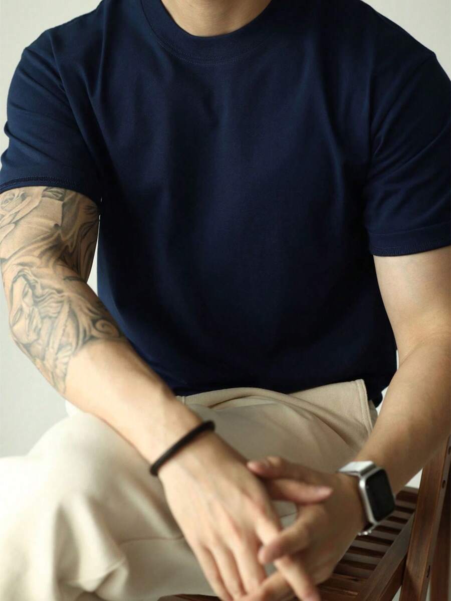 Camiseta Masculina Básica Algodão Gola Redonda