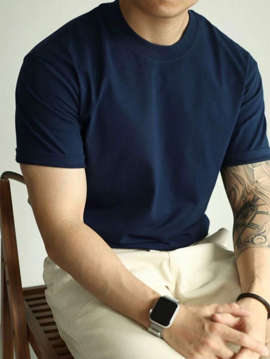 Camiseta Masculina Básica Algodão Gola Redonda