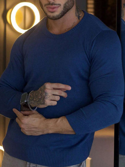 Suéter Masculino Tricô Gola Redonda Slim Fit