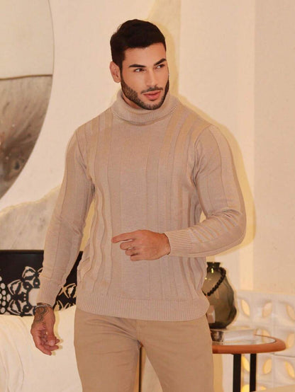 Suéter Masculino Tricô Gola Alta Slim Fit