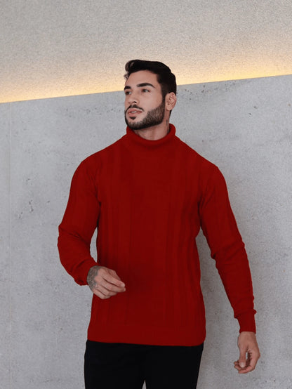 Suéter Masculino Tricô Gola Alta Slim Fit