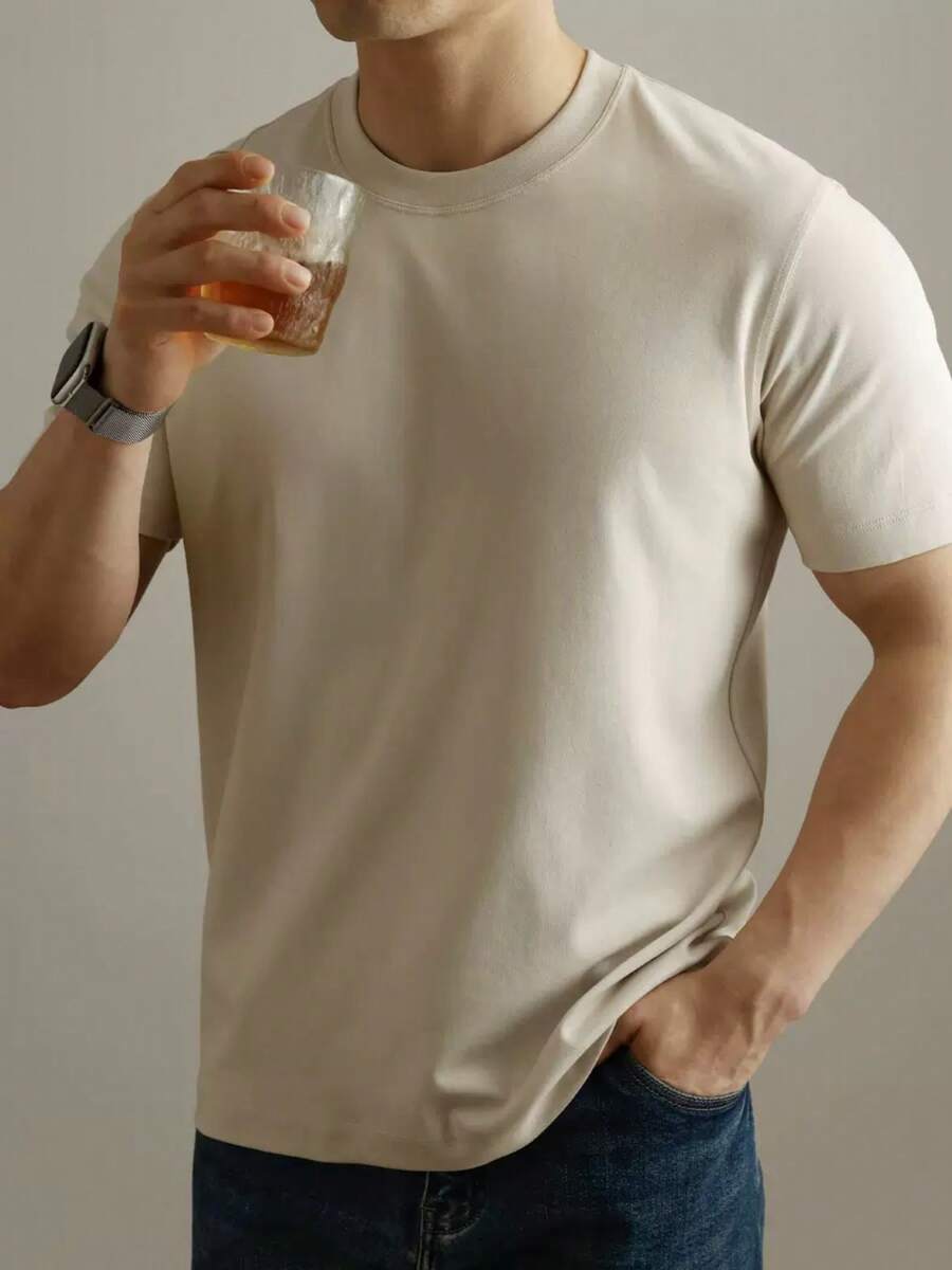 Camiseta Masculina Básica Algodão Gola Redonda