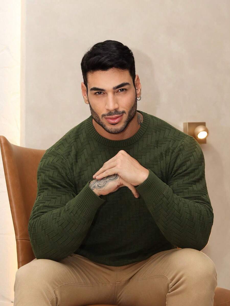 Suéter Masculino Tricô Ombro Caído Básico