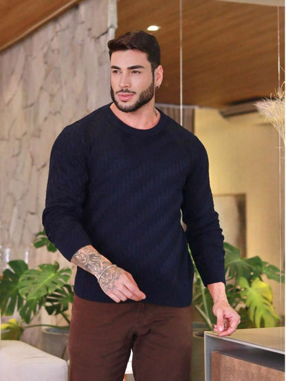 Suéter Masculino Tricô Ombro Caído Básico