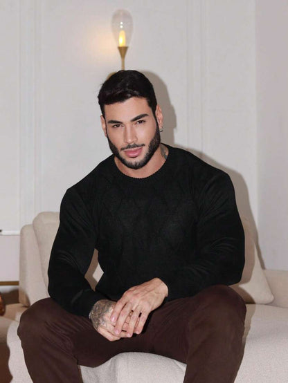 Suéter Masculino Tricô Ombro Caído Básico