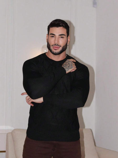 Suéter Masculino Tricô Ombro Caído Básico