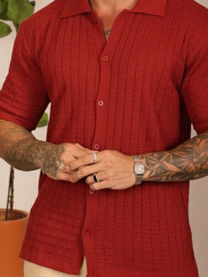 Camisa Oversized Masculina Tricô Texturizada Manga Curta