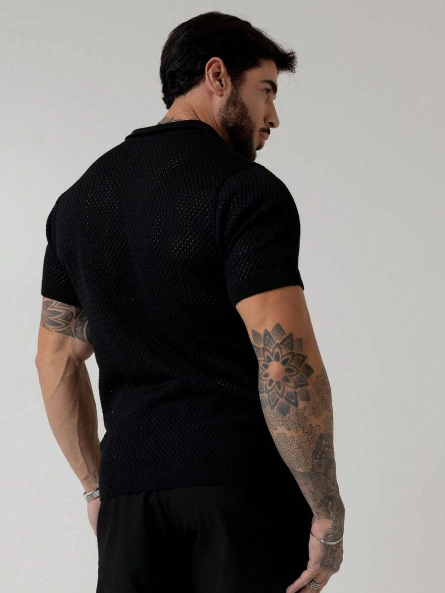 Camisa Polo Tricô Furadinha Manga Curta