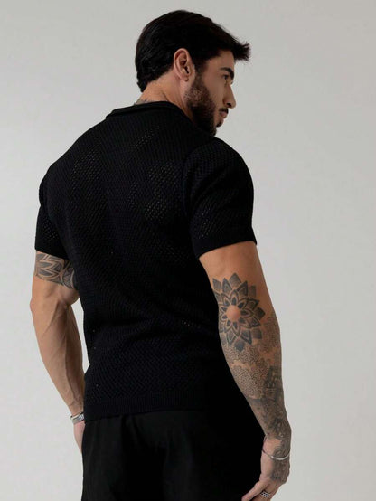 Camisa Polo Tricô Furadinha Manga Curta