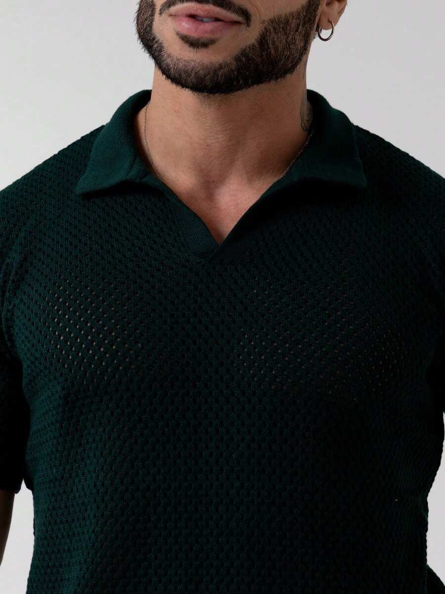 Camisa Polo Tricô Furadinha Manga Curta