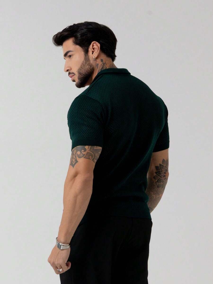 Camisa Polo Tricô Furadinha Manga Curta