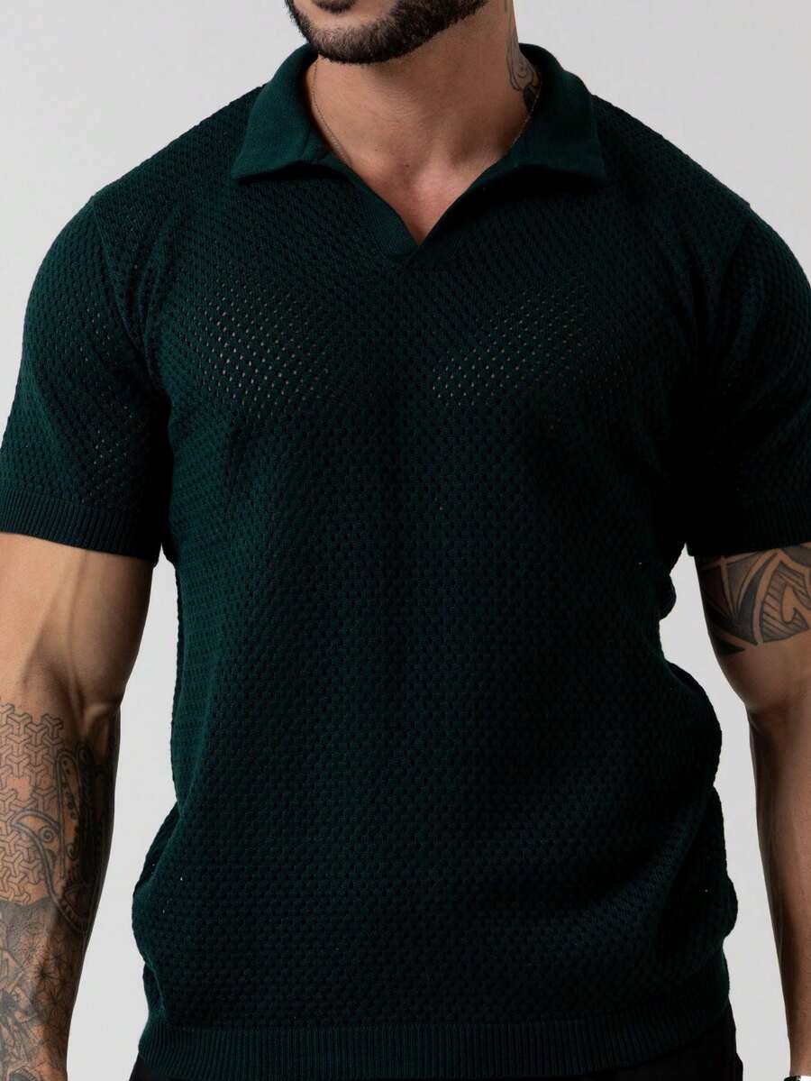Camisa Polo Tricô Furadinha Manga Curta