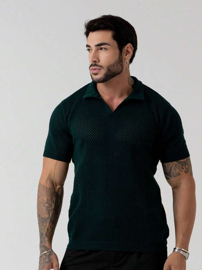 Camisa Polo Tricô Furadinha Manga Curta