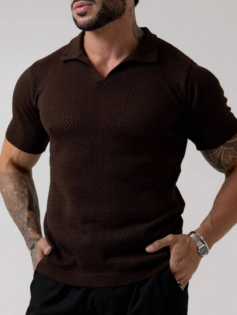 Camisa Polo Tricô Furadinha Manga Curta