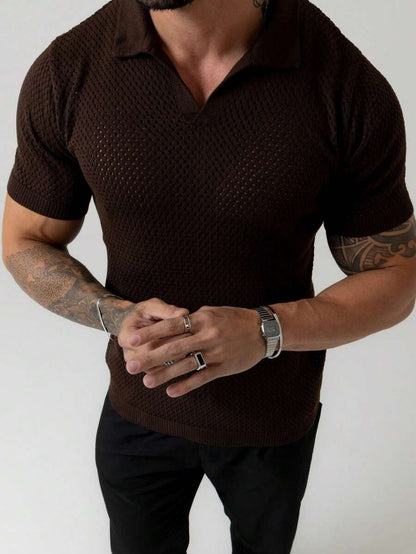 Camisa Polo Tricô Furadinha Manga Curta