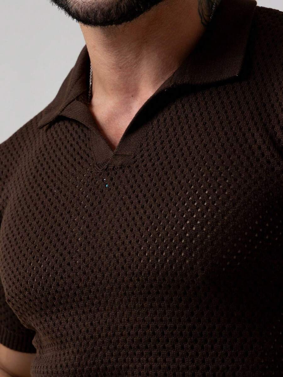 Camisa Polo Tricô Furadinha Manga Curta