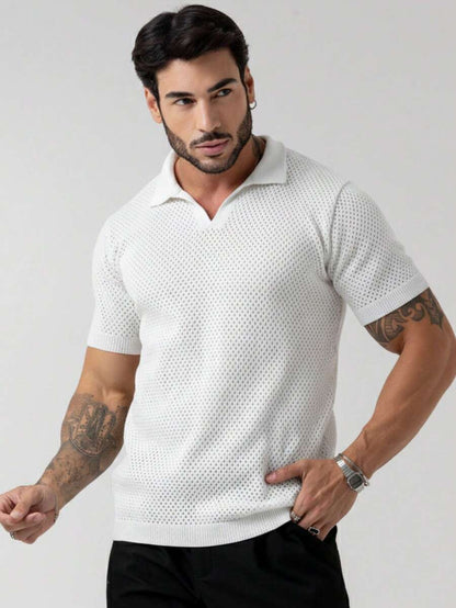 Camisa Polo Tricô Furadinha Manga Curta