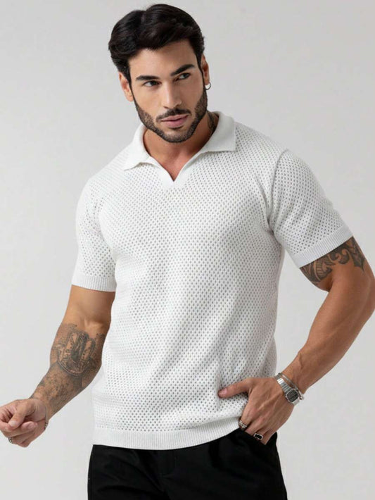 Camisa Polo Tricô Furadinha Manga Curta