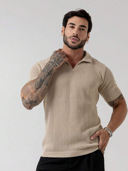Camisa Polo Tricô Furadinha Manga Curta