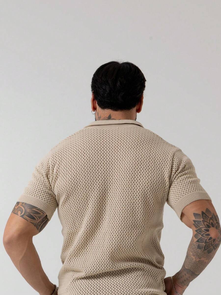 Camisa Polo Tricô Furadinha Manga Curta
