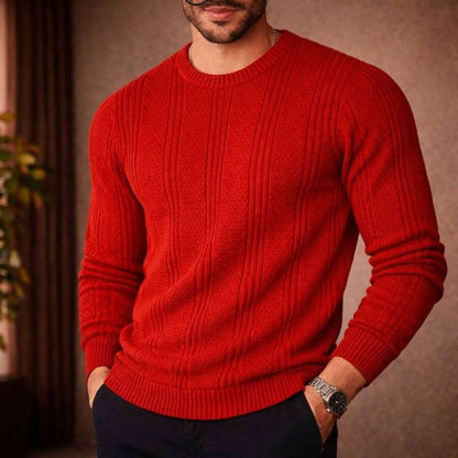 Suéter Masculino Tricô Texturizado Gola Redonda