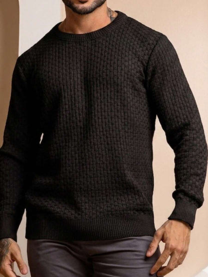 Suéter Masculino Tricô Trama Elegante Gola Redonda
