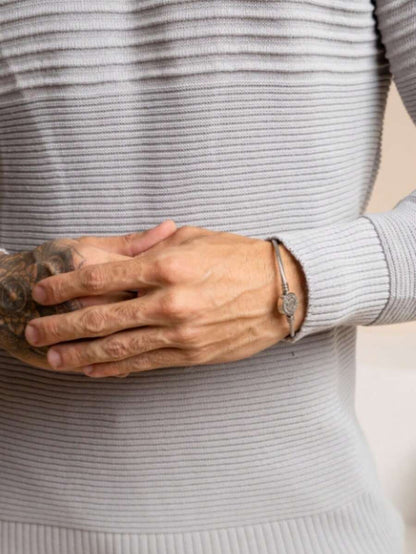 Suéter Masculino Tricô Recorte Texturizado Punho Canelado