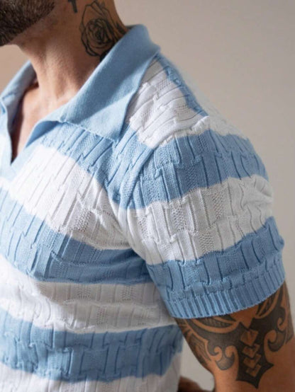 Camisa Polo Tricô Listrada Manga Curta