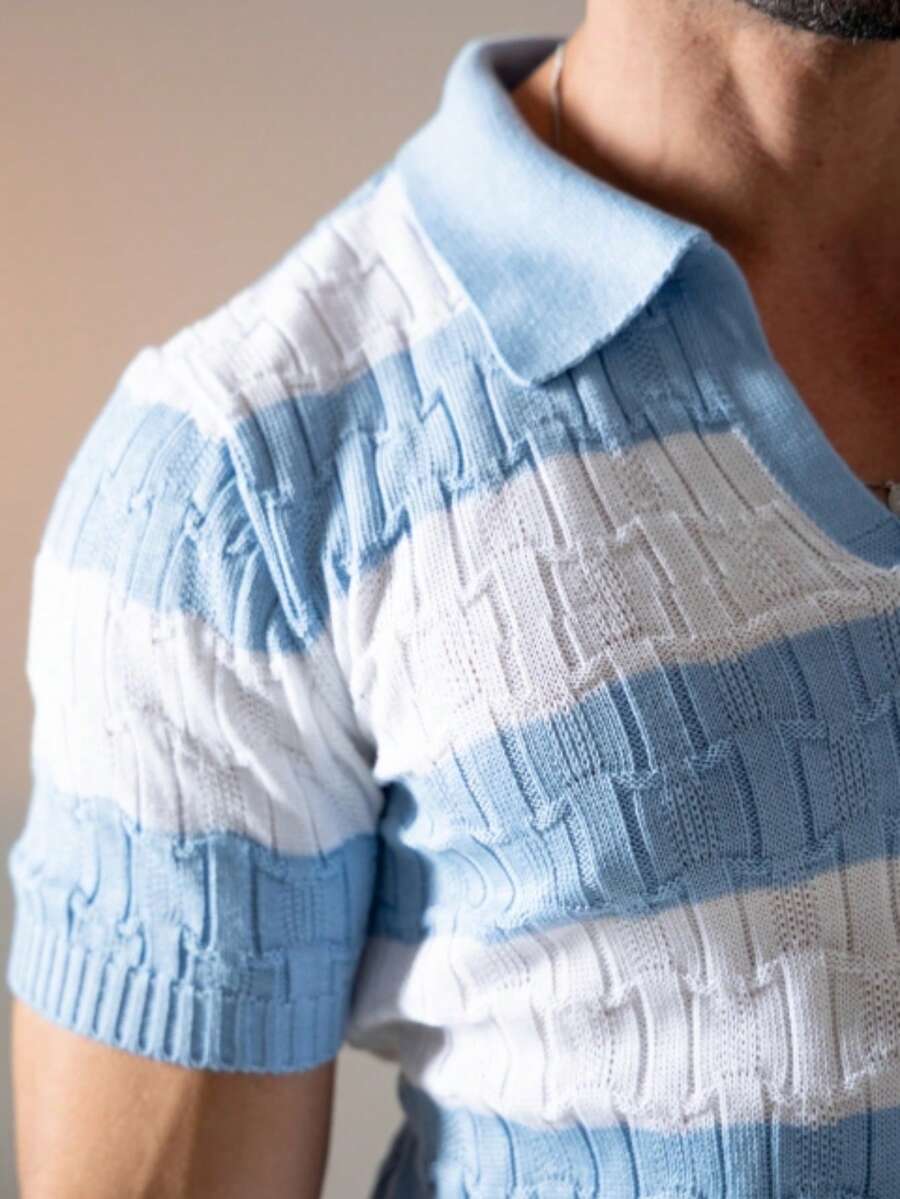 Camisa Polo Tricô Listrada Manga Curta
