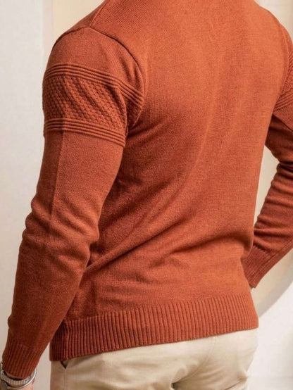 Suéter Masculino Tricô Relevo Gola Estruturada