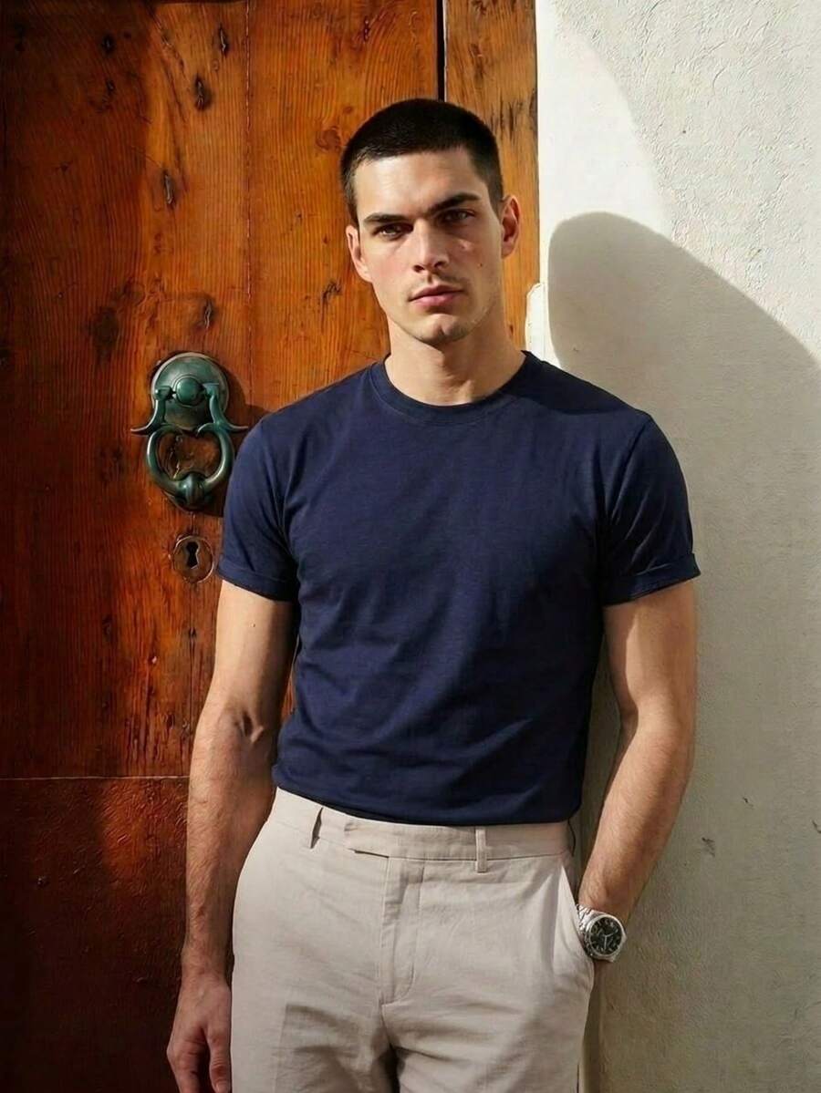 Camiseta Masculina Básica Algodão Gola Redonda