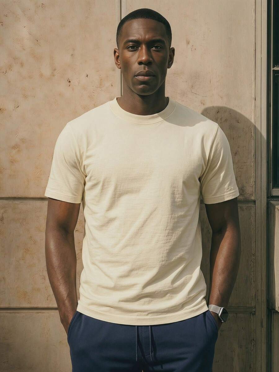 Camiseta Masculina Básica Algodão Gola Redonda