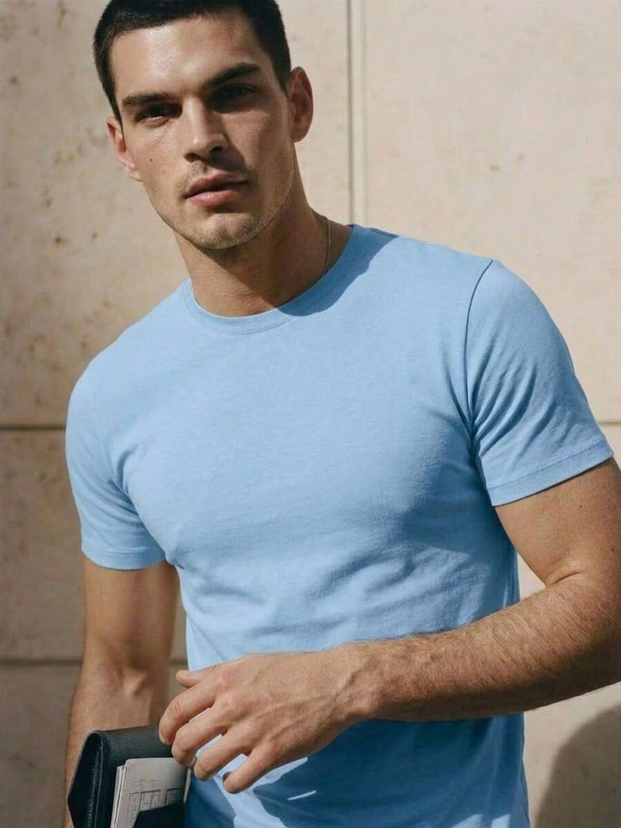 Camiseta Masculina Básica Algodão Gola Redonda