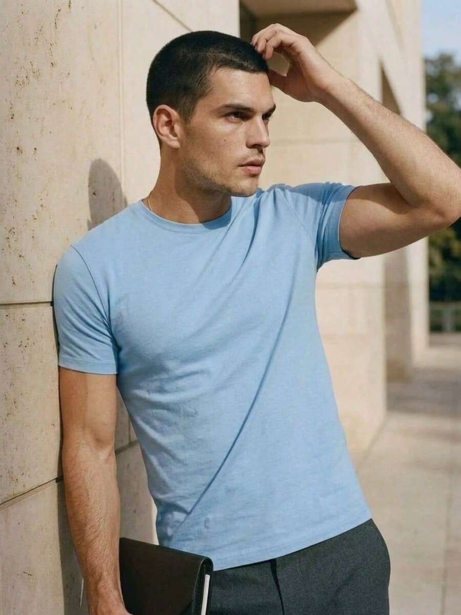 Camiseta Masculina Básica Algodão Gola Redonda
